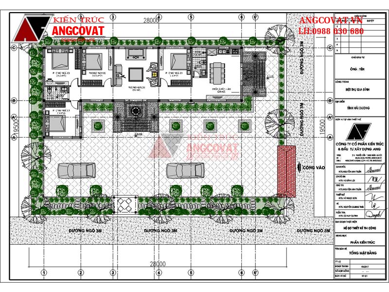 Thiết kế nhà cấp 4 diện tích 140m2 đẹp - Tổng mặt bằng