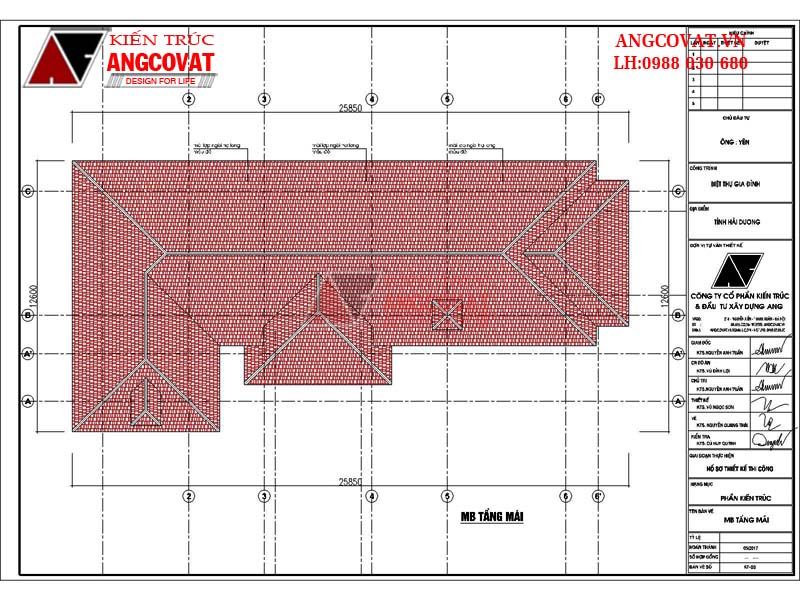 Thiết kế nhà cấp 4 diện tích 140m2 chữ l đẹp - Mặt bằng mái
