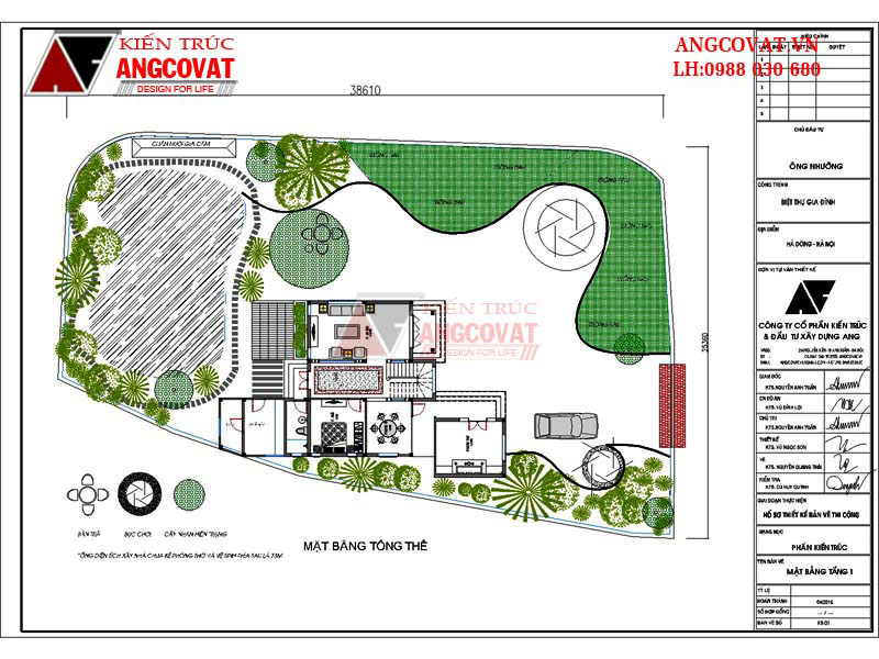 mặt bằng tổng thể rộng lớn của mẫu nhà mái thái 80m2
