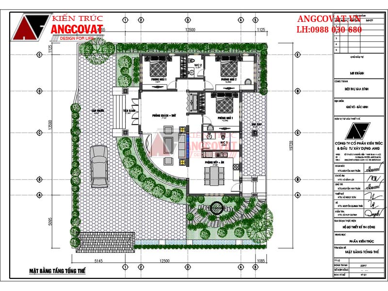 Tư vấn thiết kế xây nhà cấp 4 giá 800 triệu diện tích 130m2 mái thái - Mặt bằng tổng thể