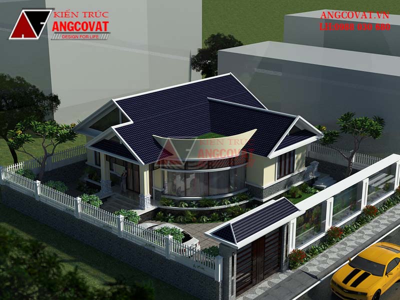 Phối cảnh 3: Tư vấn thiết kế xây nhà cấp 4 giá 800 triệu diện tích 130m2 mái thái