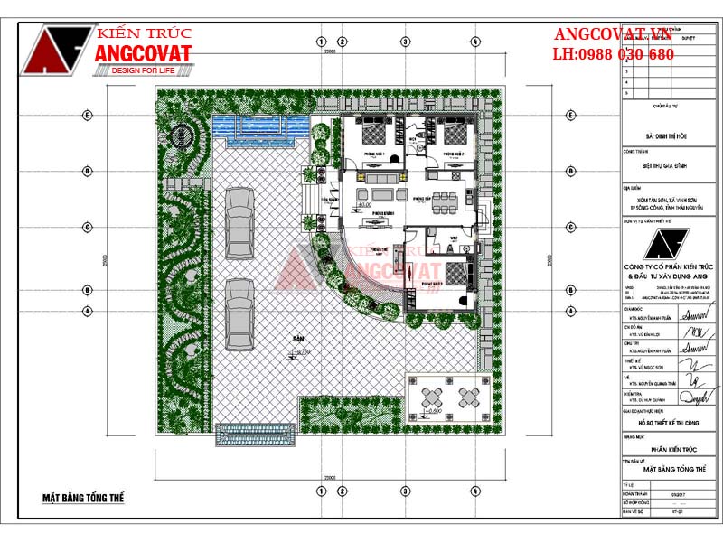 Xây nhà cấp 4 1 tầng diện tích 120m2 3 phòng ngủ - Mặt bằng tổng thể