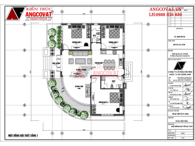 Xây nhà cấp 4 1 tầng diện tích 120m2 kiểu Pháp đẹp - Mặt bằng tầng 1