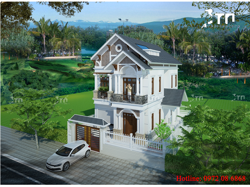 Phối cảnh 1: Biệt thự 2 tầng 4 phòng ngủ