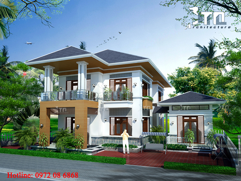 View 1: Biệt thự 2 tầng 6 phòng ngủ mặt tiền 8m 160m2 mái thái đẹp mê ly