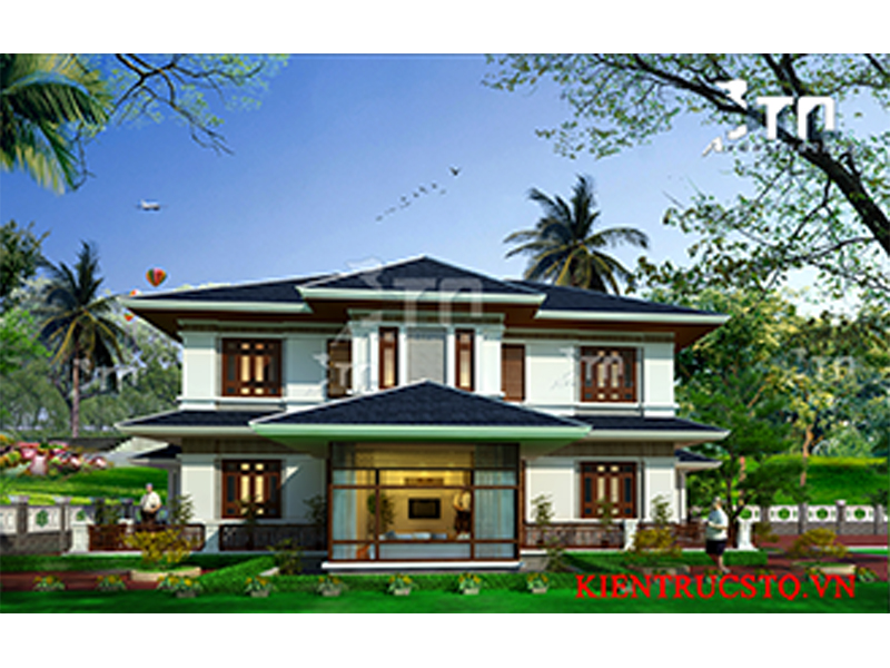 View 1: Mẫu thiết kế biệt thự 2 tầng tân cổ điển 20x18m
