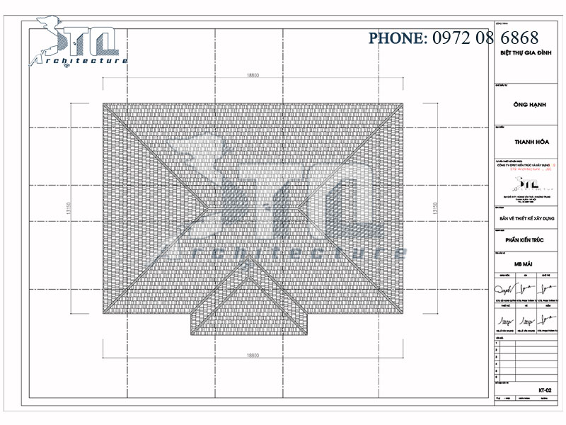 Mẫu thiết kế biệt thự 2 tầng tân cổ điển mái thái đẹp với mặt bằng mái