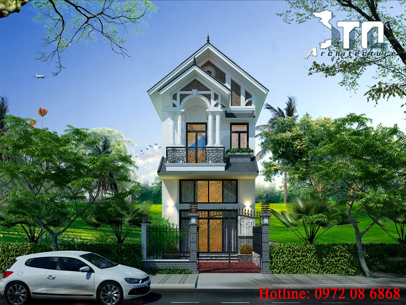 Phối cảnh 1: Mẫu nhà phố 2 tầng 1 tum 6x9m