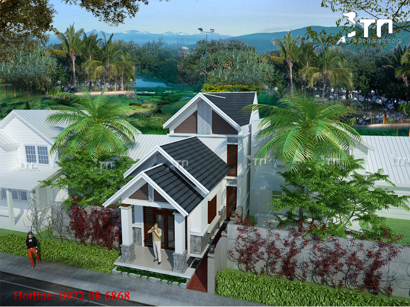 Phối cảnh 3: Mẫu thiết kế nhà phố 2 tầng 5x17m 3 phòng ngủ ở Hải Phòng