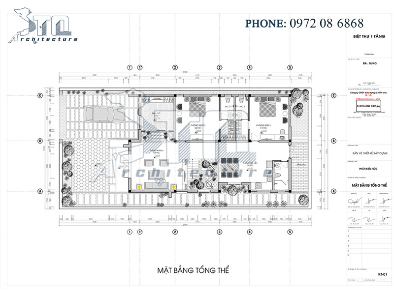 Mặt bằng tổng thể thiết kế nhà phố 2 tầng hiện đại