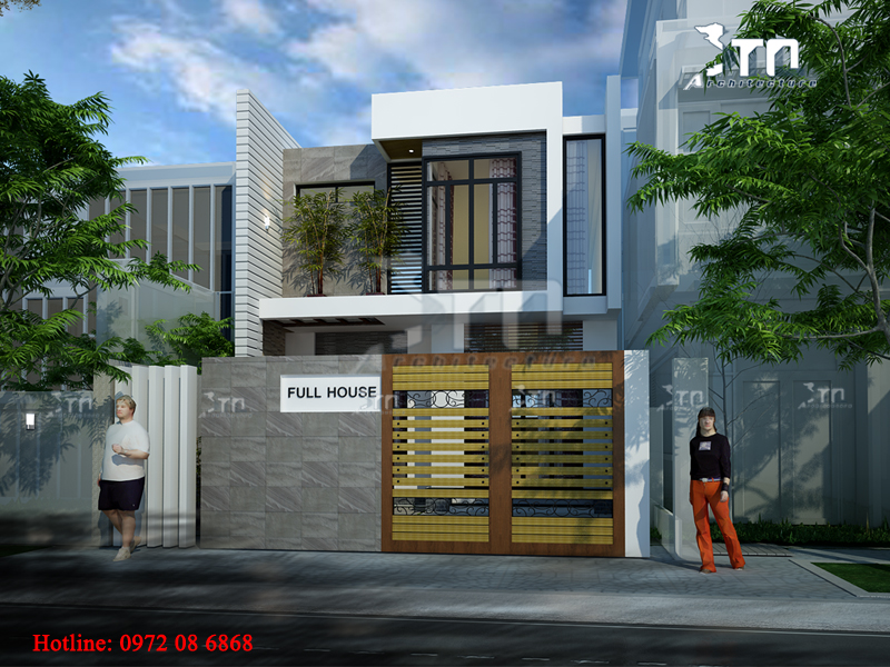 Phối cảnh 1: Thiết kế nhà phố tầng 100m2 ở Hải Phòng