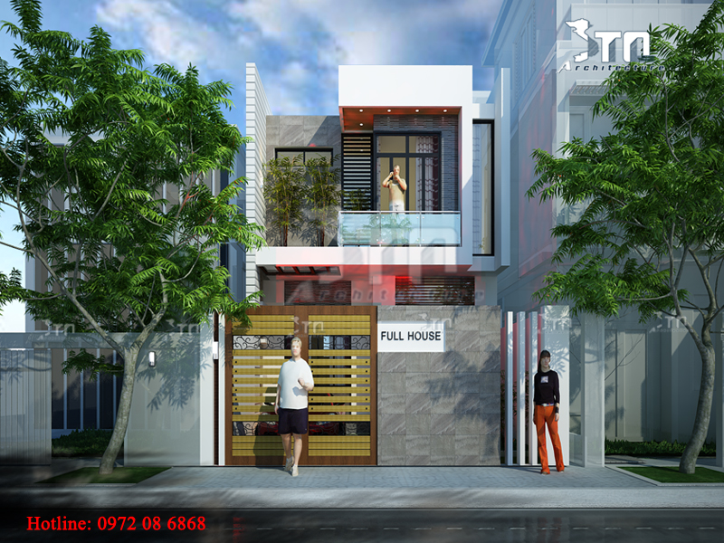 Phối cảnh 2: Thiết kế nhà 2 tầng 100m2 với phong cách hiện đại