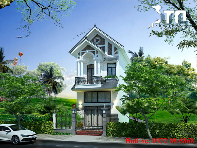 Phối cảnh 2: Thiết kế nhà phố 2 tầng 54m2 3 phòng ngủ