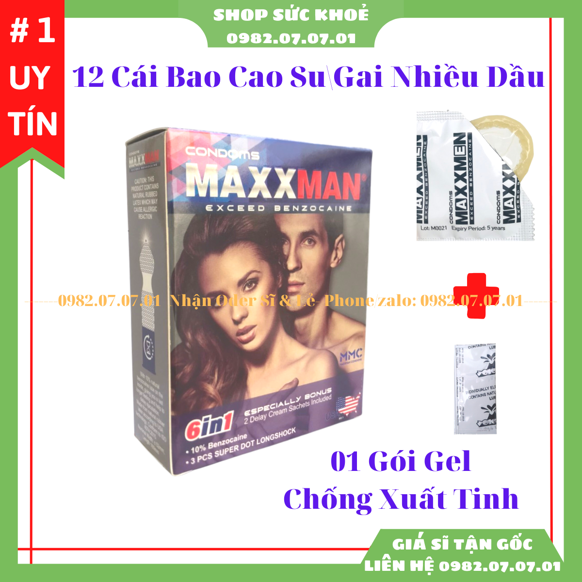 Bao Cao Su Cao Cấp MaxMan 5in1 ( Combo 5 Hộp x 3 cái)
