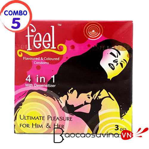 Bao cao su Feel 4 in 1 ( Combo 5 hộp x 3 cái )