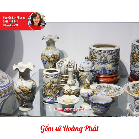 Bộ đồ thờ men rạn cổ Bát Tràng 125