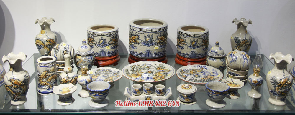 Đồ thờ men rạn Bát Tràng đầy đủ