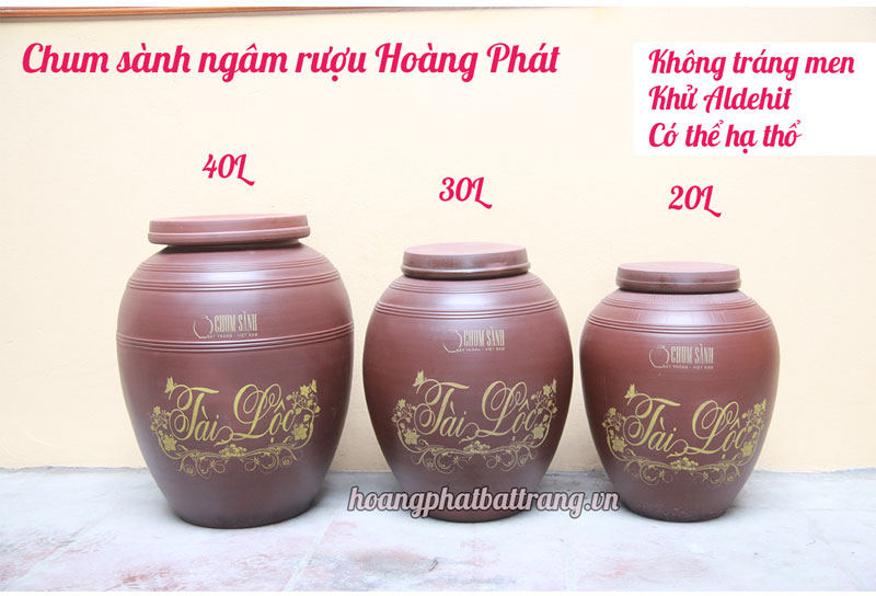 Chum sành ngâm rượu với nhiều dung tích 20L, 30L, 40L