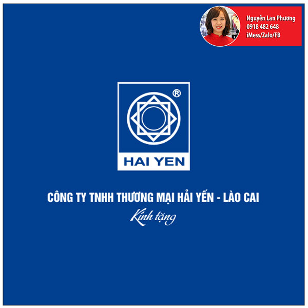 Hộp ấm chén in logo công ty Hải Yến - Lào Cai