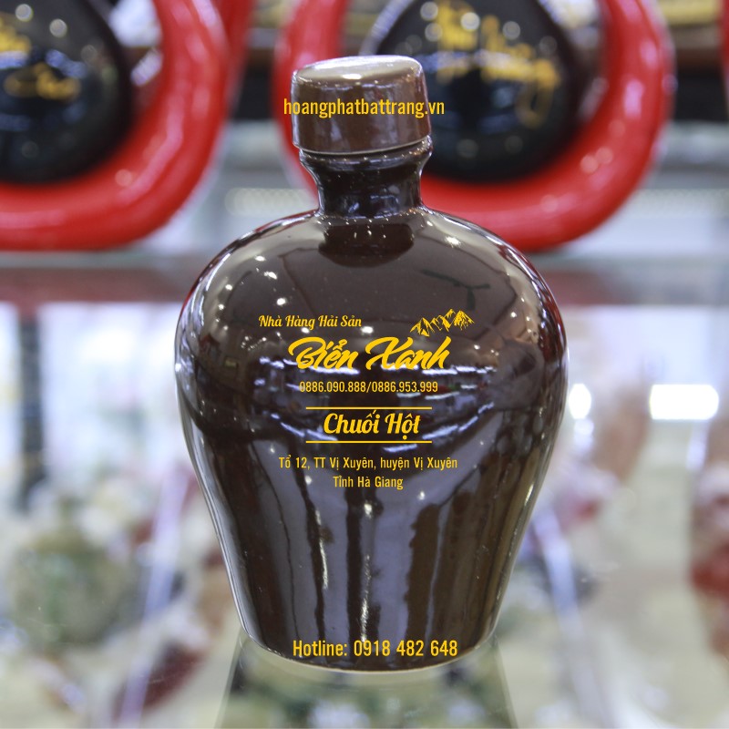 Nậm rượu in logo nhà hàng Biển Xanh - Rượu chuối hột