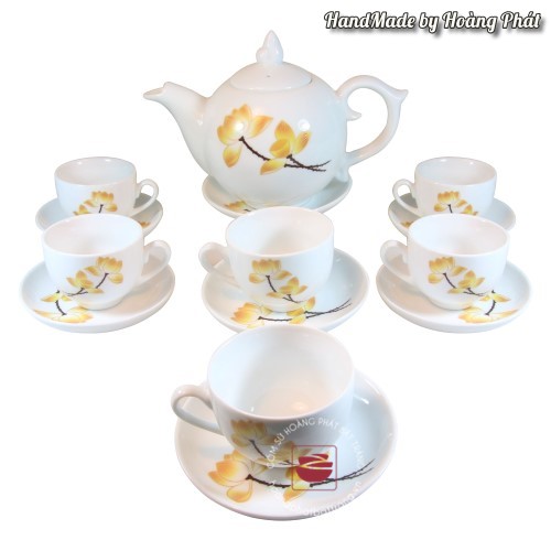 Bộ ấm chén sen vàng dáng bưởi