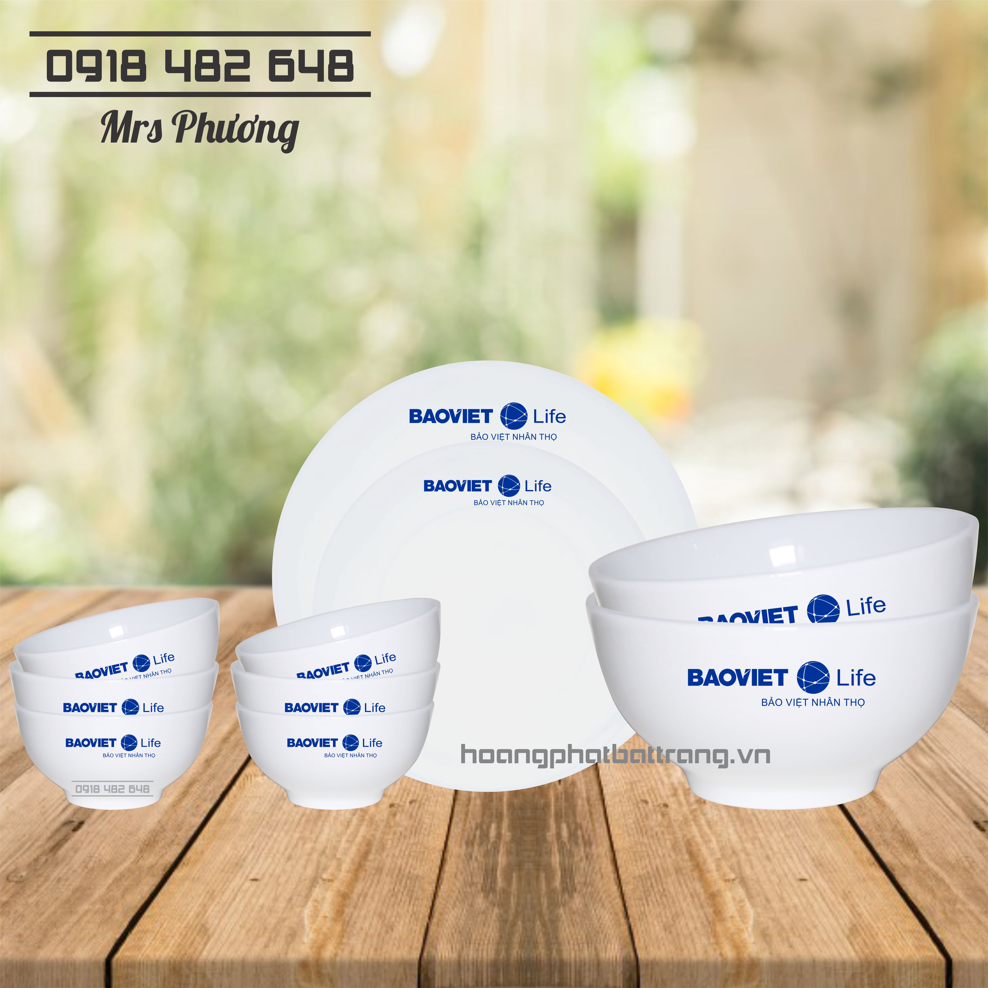 Bộ đồ ăn in ấn logo bảo hiểm Bảo Việt 10 món