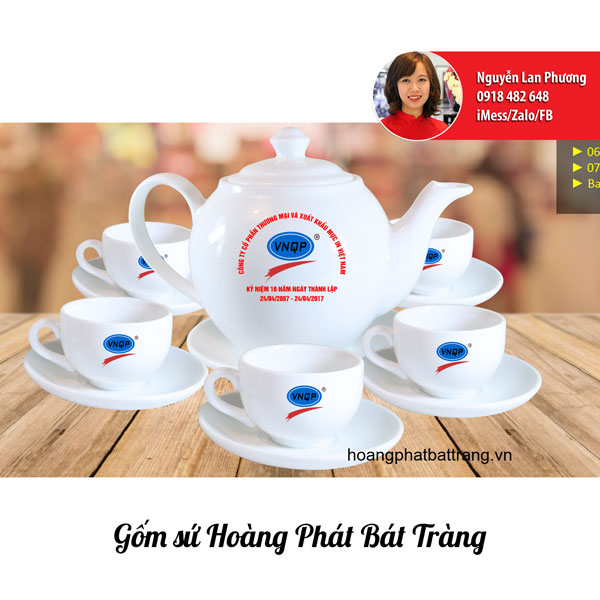 Ấm chén in logo Mực In Việt Nam