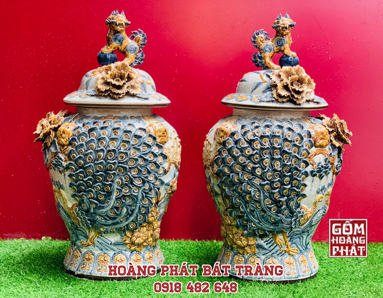 Chóe công đào men rạn đắp nổi kênh bong dung tích 25L CHOE09