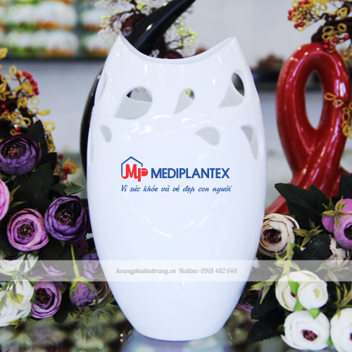 Lọ hoa miệng cá in ấn logo Công ty Dược Phẩm Mediplantex