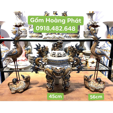 Lư hương, đỉnh hạc gốm sứ men rạn