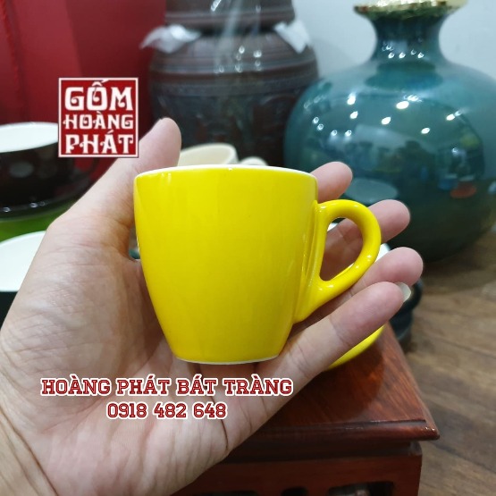 Tách cafe espresso men vàng bóng 80ml gốm sứ Bát Tràng 2