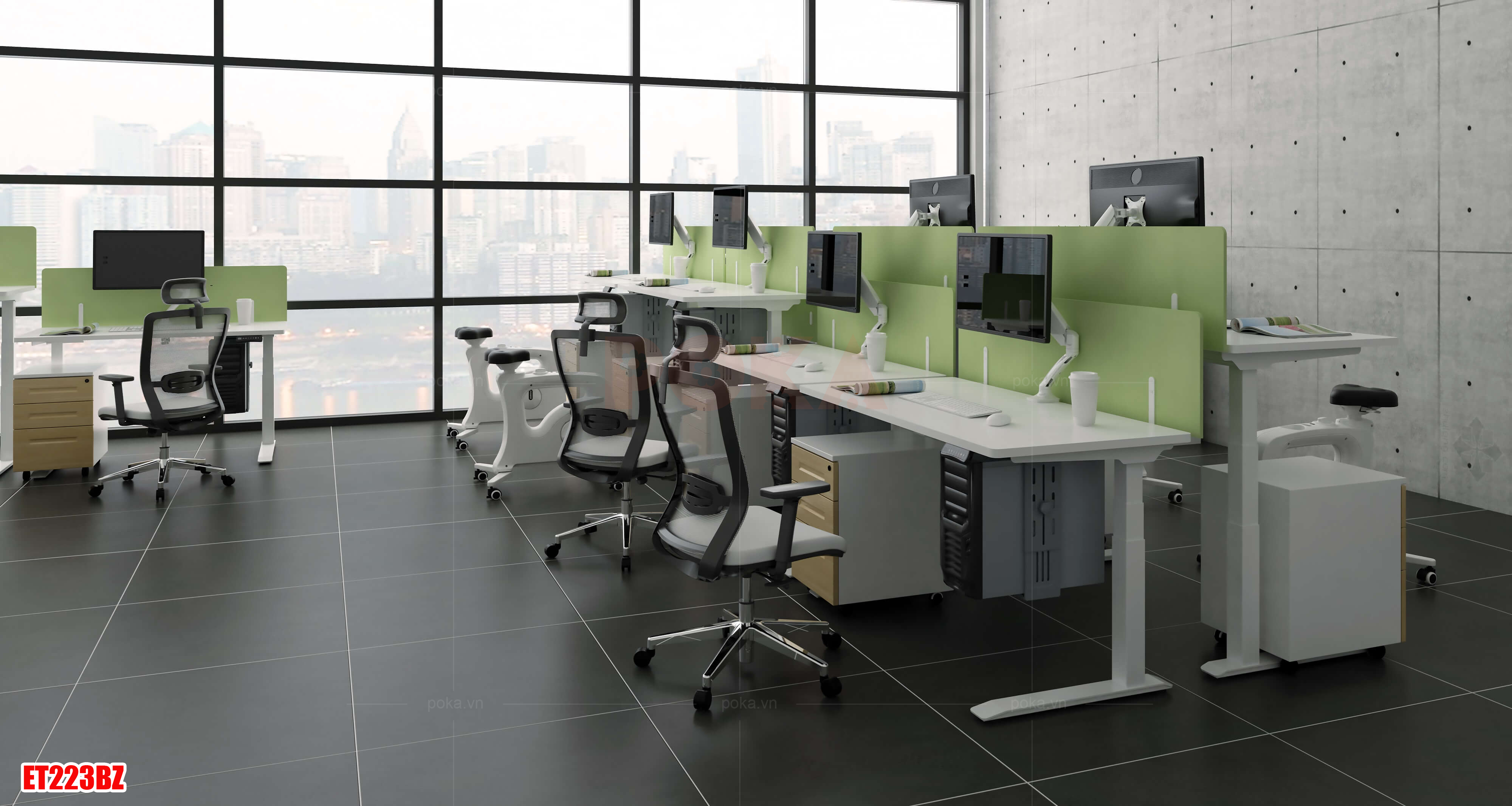 Bàn làm việc đứng ngồi văn phòng hiện đại