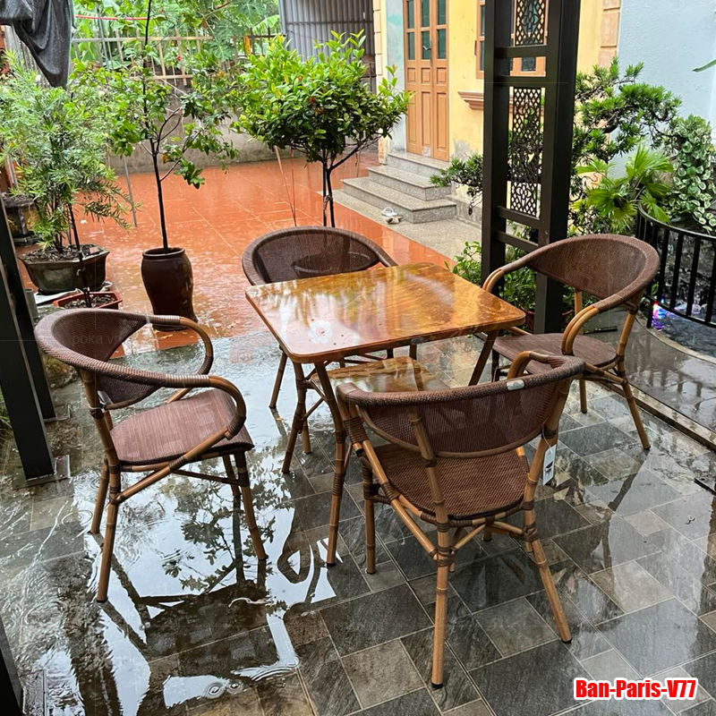 Bàn nhôm Fansipan Paris vuông 77x77cm vân đá