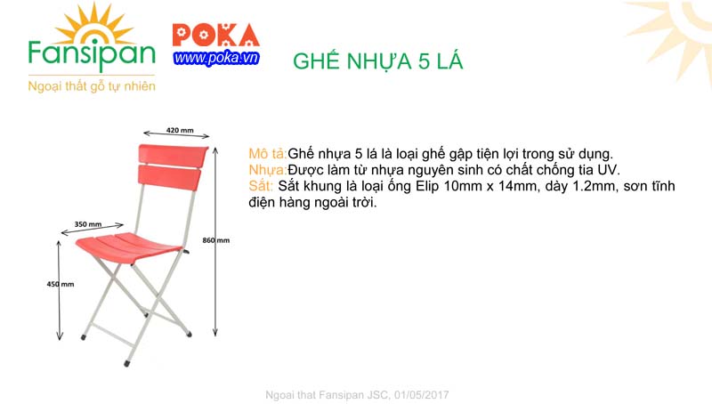 ghế nhựa 5 lá