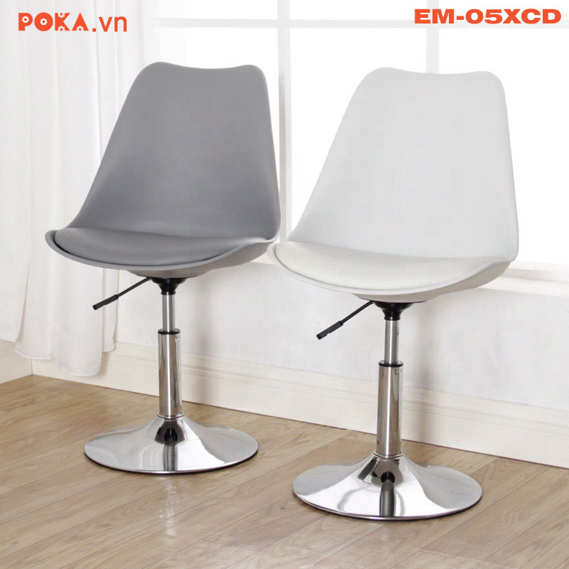 ghế Eames xoay mặt đệm đế mâm cố định EM-05XCD màu ghi xám