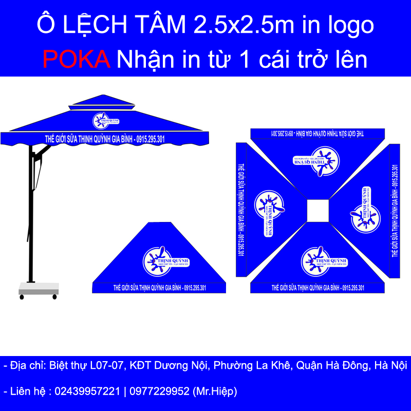 Báo giá dù lệch tâm in logo