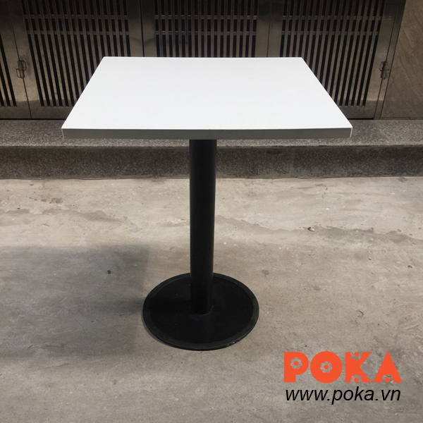 Bàn composite vuông 60x60cm chân sắt mâm tròn