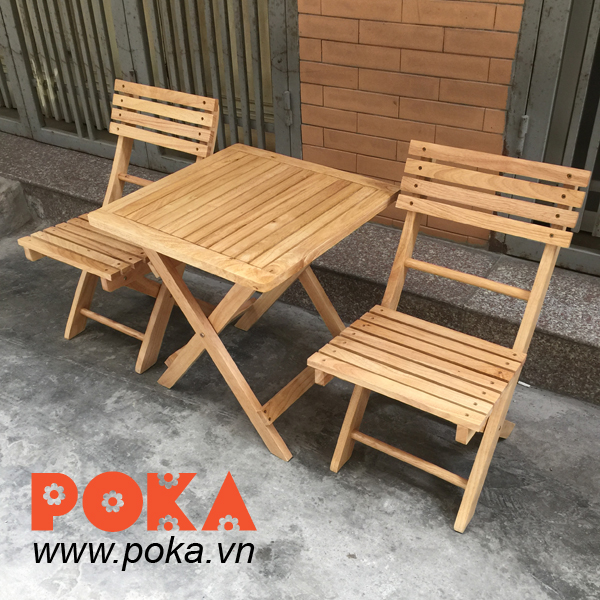 Bàn ghế cafe cao su mini