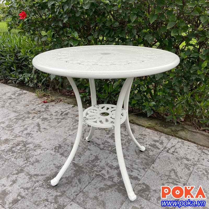 bàn nhôm đúc màu trắng