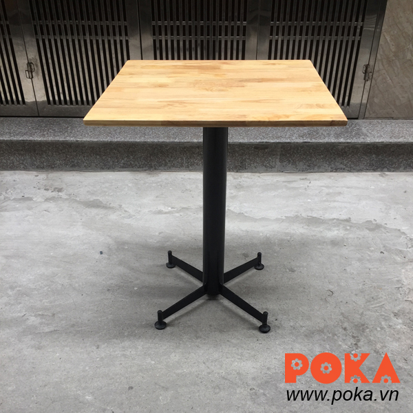 Bàn gỗ cao su vuông 60x60cm chân sắt X