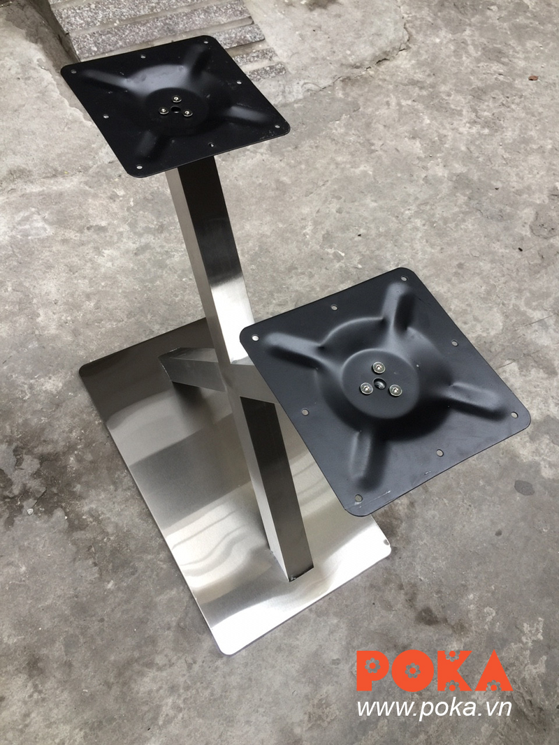 Chân bàn inox hình chữ nhật kép
