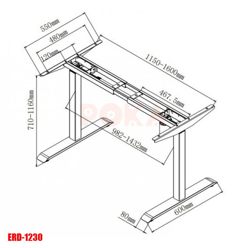 chân bàn nâng hạ bằng điện 1 motor ERD-1230