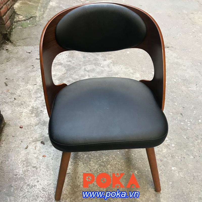 Ghế ăn gỗ uốn đệm da