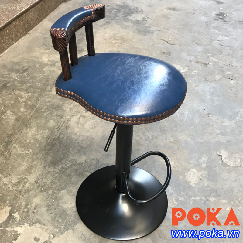 Ghế bar đệm da màu xanh