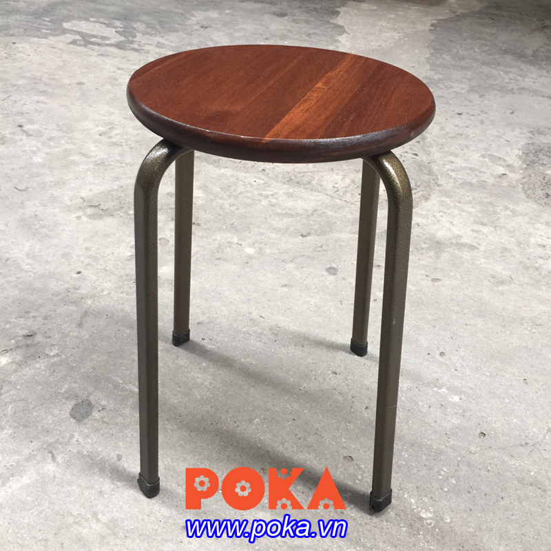 Ghế đôn mặt gỗ chân sắt