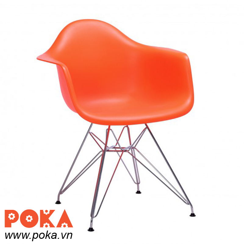Ghế Eames DAR chân sắt màu cam