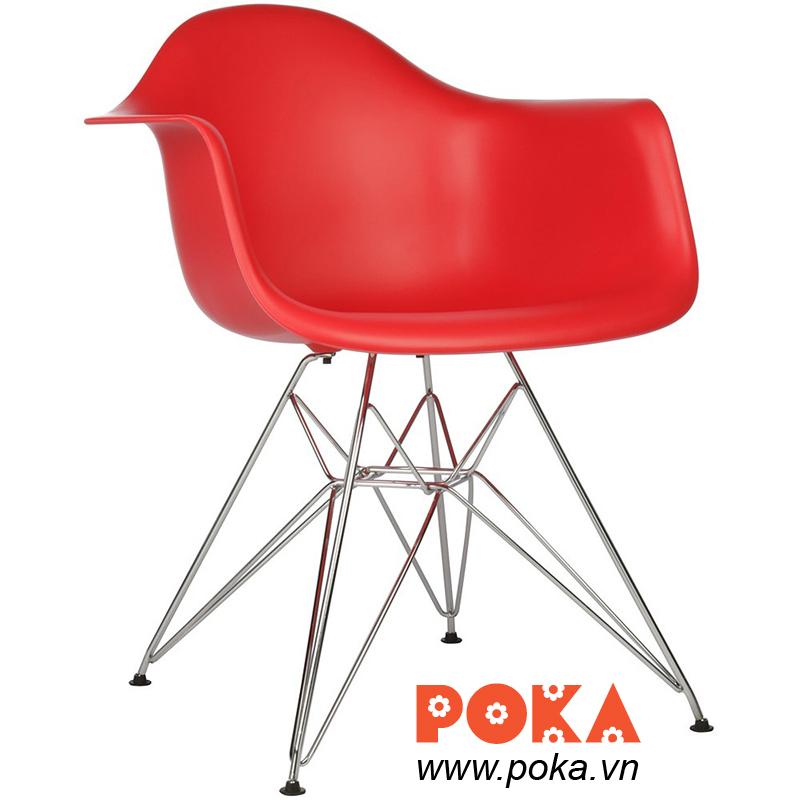 Ghế Eames DAR chân sắt màu đỏ