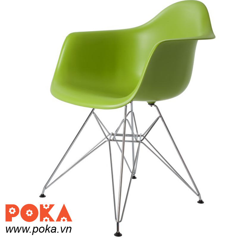 Ghế Eames DAR chân sắt xanh lá cây