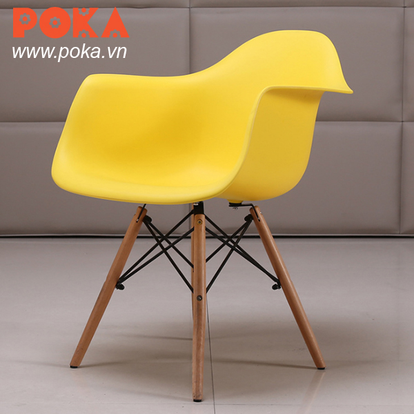 Ghế chân gỗ đan Eames màu vàng
