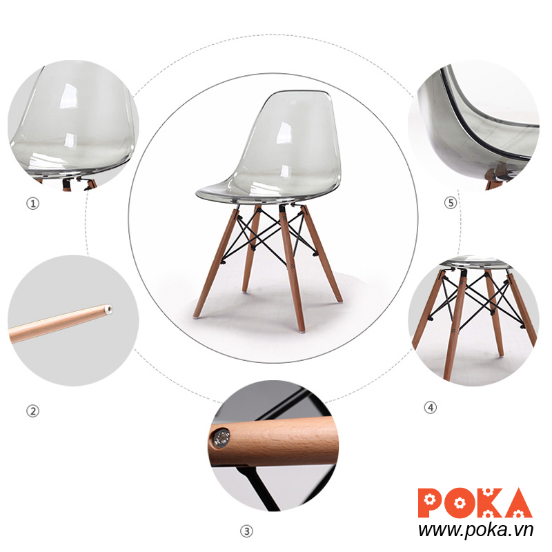 Ghế Eames nhựa trong suốt